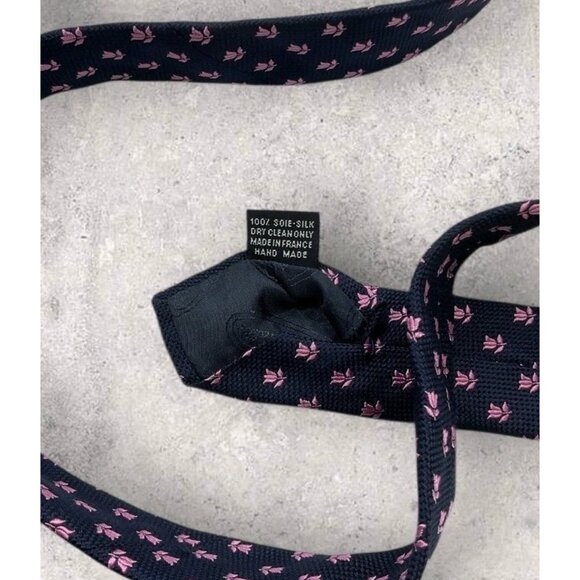 FAÇONNABLE Silk Tie FRANCE Navy Purple Floral W:3.6" EUC - Picture 3 of 6